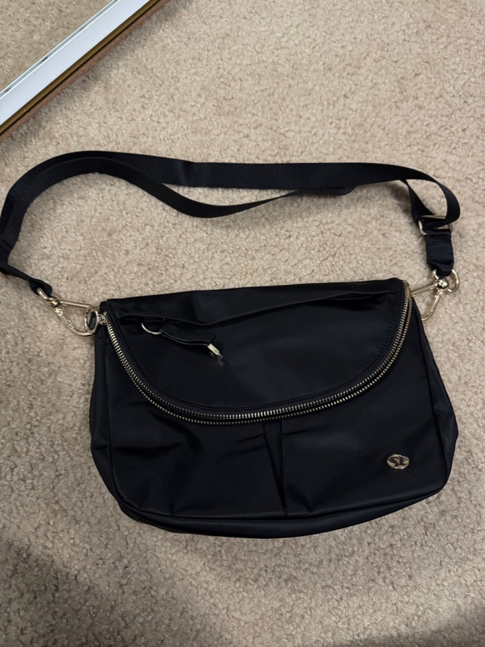 lululemon athletica Black Crossbody with Gold Hardware
